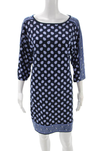 Michael Michael Kors Women Shift Dress Blue 3/4 Sleeve Geometric Size XS