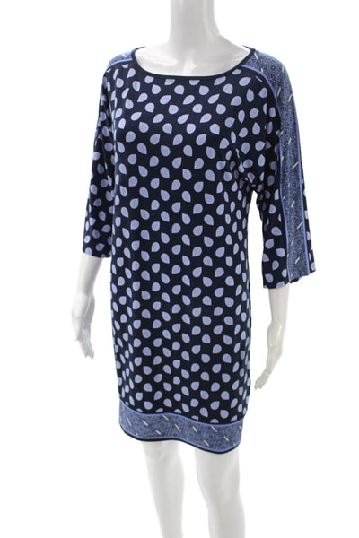 Michael Michael Kors Women Shift Dress Blue 3/4 Sleeve Geometric Size XS