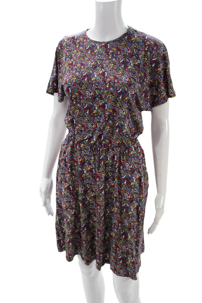 Boden Women Shift Dress Multicolor Paisley Short Sleeve Viscose Pullover Size 6