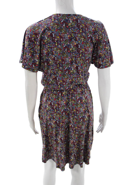 Boden Women Shift Dress Multicolor Paisley Short Sleeve Viscose Pullover Size 6