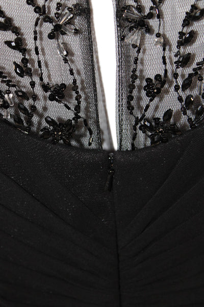 Montage by Mon Cheri Womens Black Long Sleeve Round Neck Gown Size 8