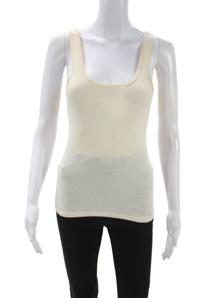 Theory Womens Tunic Blouse Beige Modal Scoop Neck Short Sleeve Size M