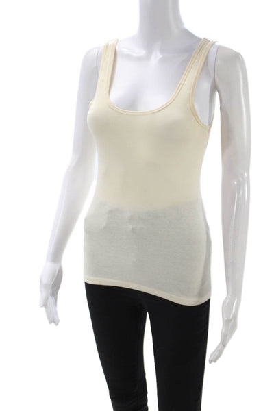 Theory Womens Tunic Blouse Beige Modal Scoop Neck Short Sleeve Size M