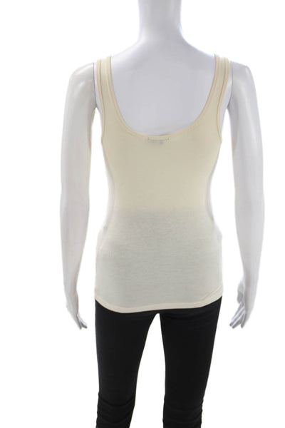 Theory Womens Tunic Blouse Beige Modal Scoop Neck Short Sleeve Size M