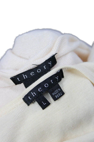 Theory Womens Tunic Blouse Beige Modal Scoop Neck Short Sleeve Size M