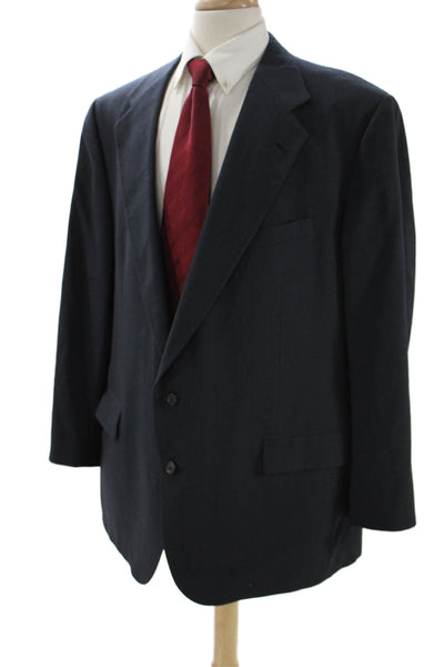 Polo University Club By Ralph Lauren Mens Wool Check Blazer Blue Button Size 48