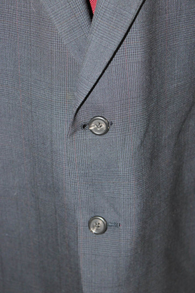 Polo University Club By Ralph Lauren Mens Wool Check Blazer Blue Button Size 48