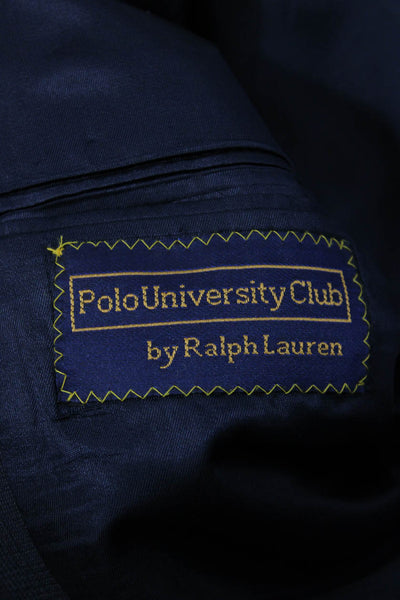 Polo University Club By Ralph Lauren Mens Wool Check Blazer Blue Button Size 48