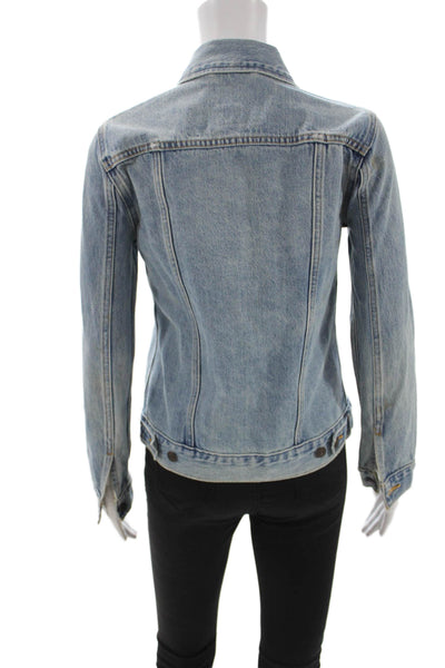 Levis Women Basic Jacket Blue 100% Cotton Button Long Sleeve Size XS