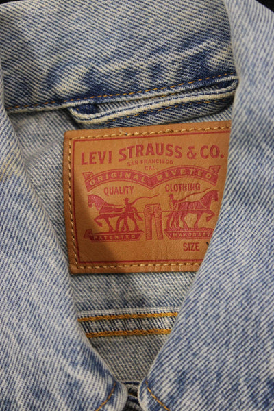Levis Women Basic Jacket Blue 100% Cotton Button Long Sleeve Size XS