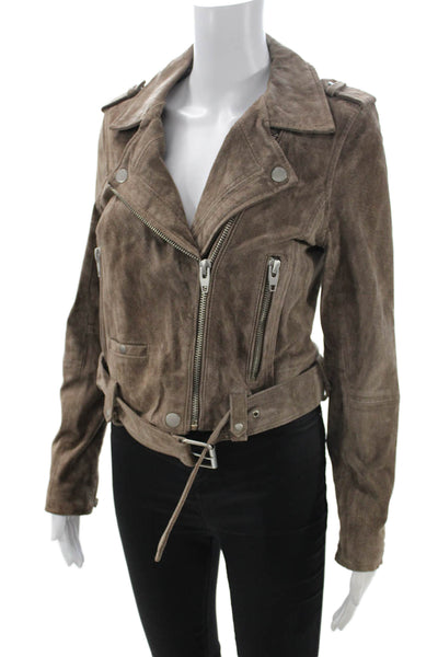 BLANKNYC Womens Biker Leather Jacket Brown Zip Closure Size S