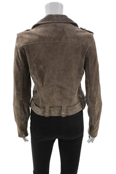 BLANKNYC Womens Biker Leather Jacket Brown Zip Closure Size S