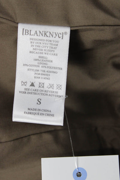 BLANKNYC Womens Biker Leather Jacket Brown Zip Closure Size S
