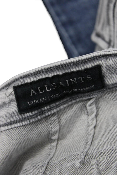 Allsaints Womens Skinny High Rise Gray Cotton Blend Jeans Size 26