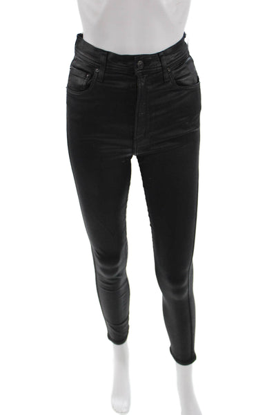 Agolde Women Skinny Black Jeans Cotton Button Mid Rise Size 24