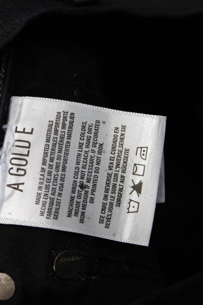 Agolde Women Skinny Black Jeans Cotton Button Mid Rise Size 24
