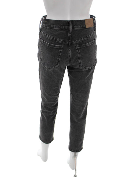 Madewell Women Mom Jeans Gray Mid Rise Button Cotton Blend Size 26P