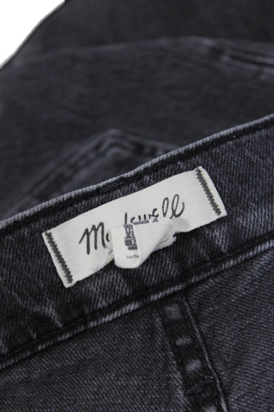 Madewell Women Mom Jeans Gray Mid Rise Button Cotton Blend Size 26P