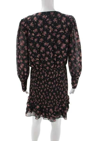 1. State Women Wrap Dress Black V-Neck Long Sleeve Knee Length Size M