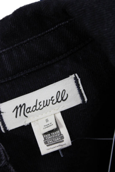 Madewell Womens Black Cotton Collared Shirt Dress Long Sleeve Button Size S