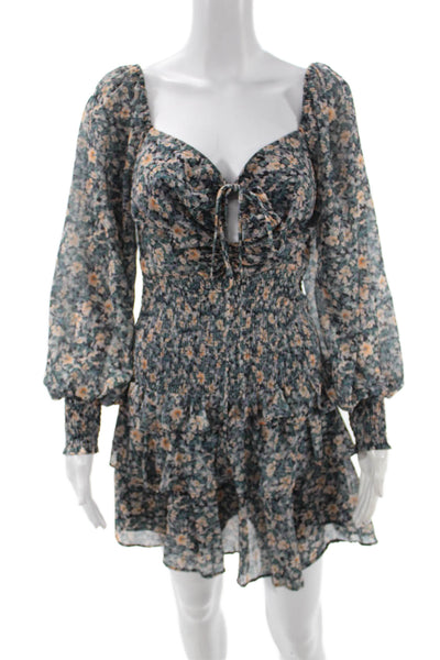 ASTR Womens Fit & Flare Multi Sweetheart Long Sleeve Dress Size M