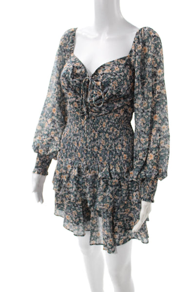 ASTR Womens Fit & Flare Multi Sweetheart Long Sleeve Dress Size M