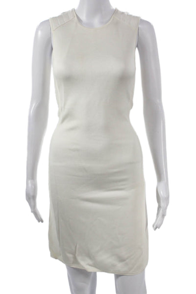 Ralph Lauren Women Sheath Dress Ivory Sleeveless Round Neck Viscose Size S