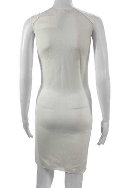 Ralph Lauren Women Sheath Dress Ivory Sleeveless Round Neck Viscose Size S