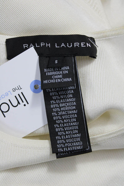 Ralph Lauren Women Sheath Dress Ivory Sleeveless Round Neck Viscose Size S