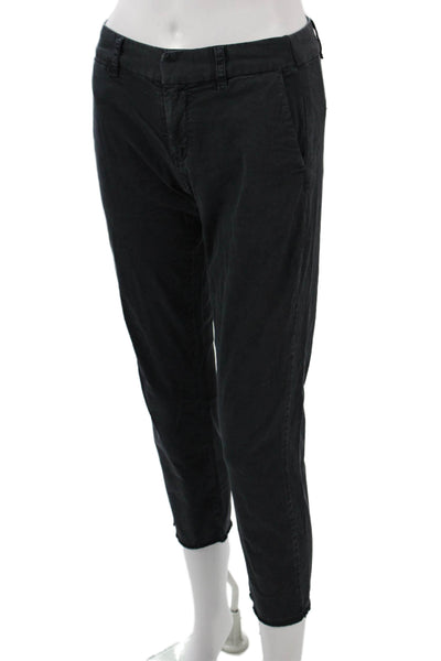 Nili Lotan Womens Chino Pants Black Cotton Zip Inseam 24 Size 0