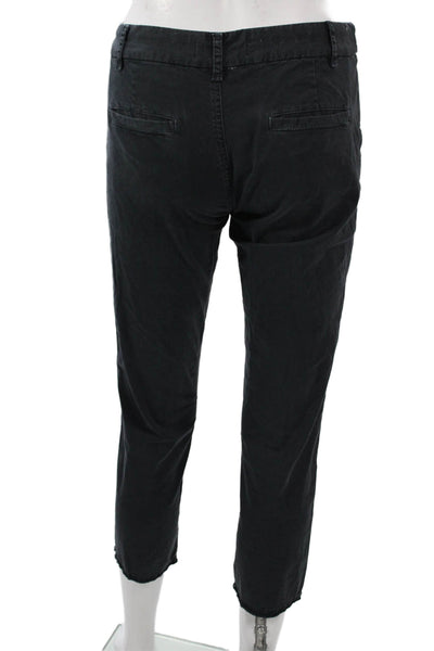 Nili Lotan Womens Chino Pants Black Cotton Zip Inseam 24 Size 0