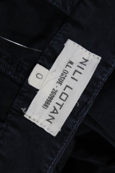 Nili Lotan Womens Chino Pants Black Cotton Zip Inseam 24 Size 0