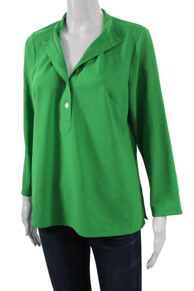 Mary Green Womens Collared Solid Polyester Long Sleeve Blouse Button Size S