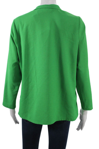 Mary Green Womens Collared Solid Polyester Long Sleeve Blouse Button Size S
