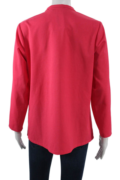Mary Green Women Tunic Blouse Pink Collared Button Long Sleeve Polyester Size S