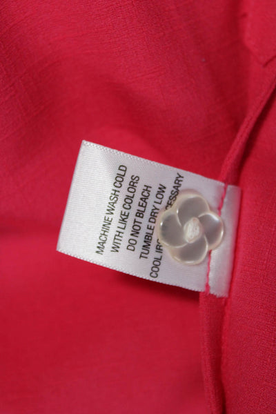 Mary Green Women Tunic Blouse Pink Collared Button Long Sleeve Polyester Size S
