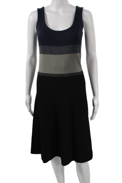 Prada Women A-Line Dress Black Scoop Neck Sleeveless Long Colorblock Size 38