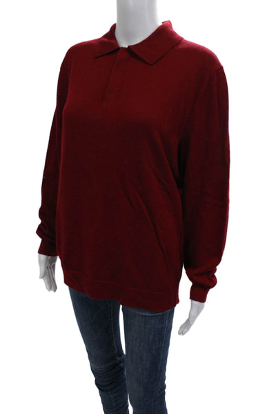 Club Room Mens Pullover Sweater Merino Wool Red Collared Long Sleeve Size M