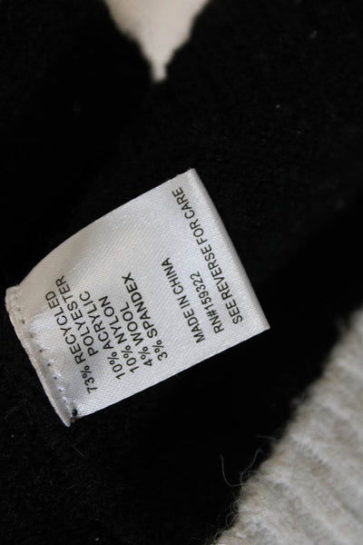 Central Park West Women White Geometric Mock Neck Pullover Size S