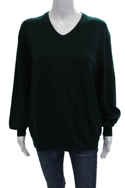 Club Room Mens Merino Wool V-Neck Pullover Sweater Green Long Sleeve Size M