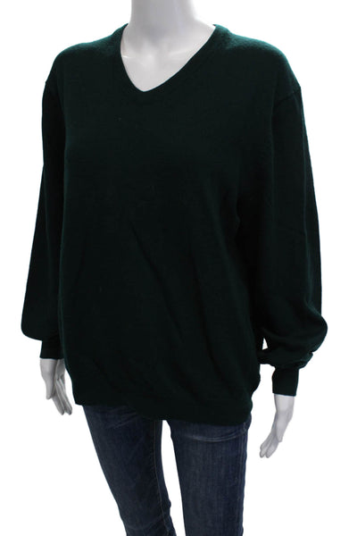 Club Room Mens Merino Wool V-Neck Pullover Sweater Green Long Sleeve Size M