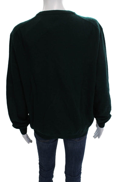 Club Room Mens Merino Wool V-Neck Pullover Sweater Green Long Sleeve Size M