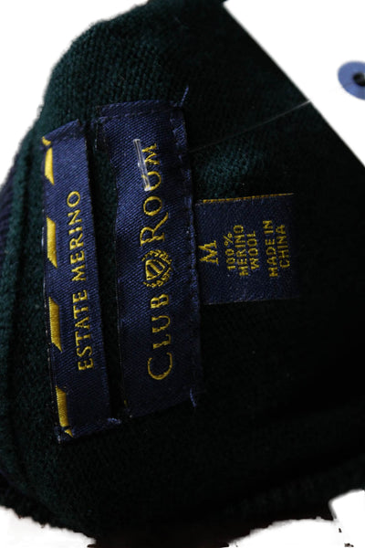 Club Room Mens Merino Wool V-Neck Pullover Sweater Green Long Sleeve Size M