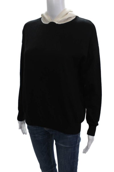 Tweed Womens Black Viscose Pullover Hoodie Crew Neck Long Sleeve Size M