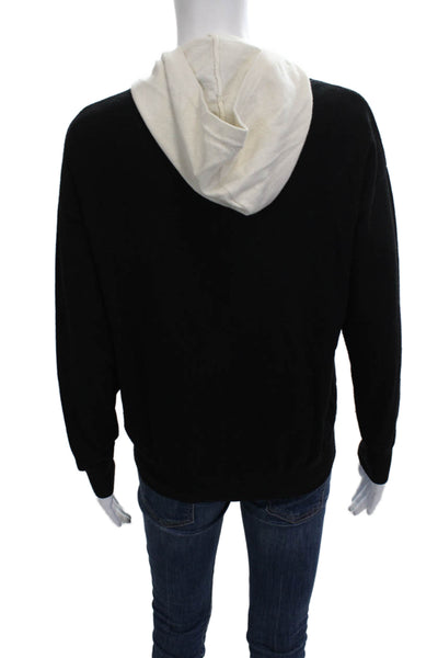 Tweed Womens Black Viscose Pullover Hoodie Crew Neck Long Sleeve Size M
