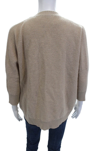 Bruno Manetti Womens Cardigan V-Neck 3/4 Sleeve Beige Acrylic Blend Size M