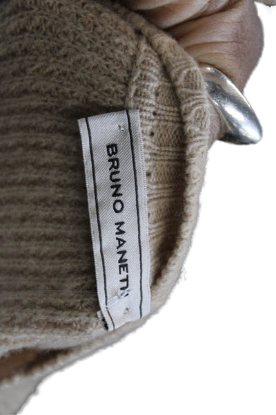Bruno Manetti Womens Cardigan V-Neck 3/4 Sleeve Beige Acrylic Blend Size M