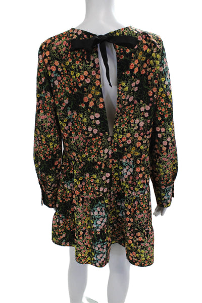 Zara Basic Collection Women Shift Dress Black Floral Long Sleeve Size L