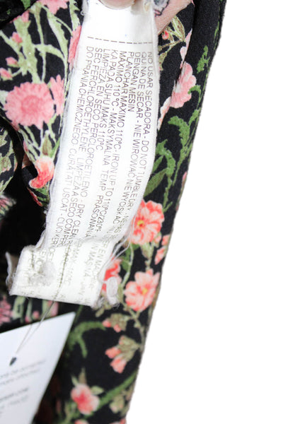 Zara Basic Collection Women Shift Dress Black Floral Long Sleeve Size L