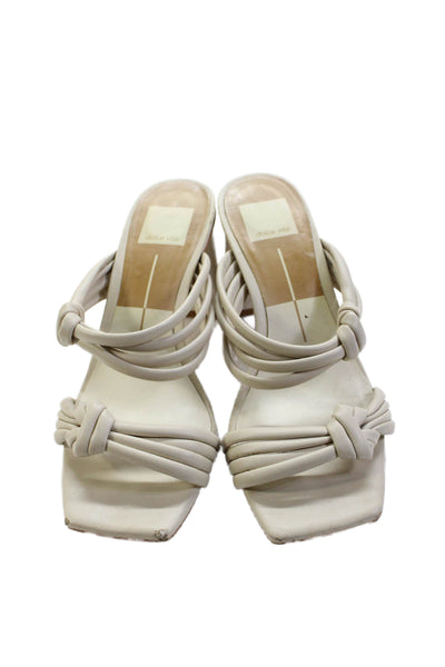 Dolce Vita Womens Leather Strappy Slide On Sandal Heels Beige Size 7.5